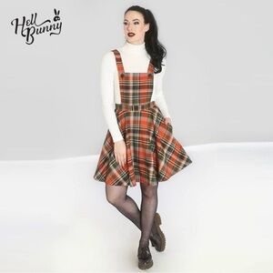 Hell Bunny Orange and Green Tartan Dress